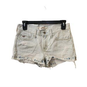 Hollister Light Wash Tribal Embroidered Jean Shorts Size 3